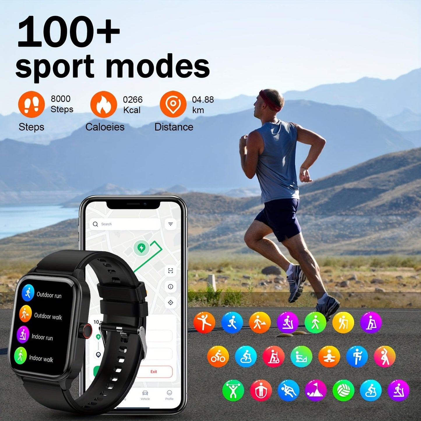 100+Sports Smartwatch with Wireless Call (Answer/Make/Reject Calls), 1.85'' Smart Watch with Body Temp/ Sleep Monitor for Men Women, Smart Watch with AI Voice, Pedometer, Calculator, Games, Music Control,Wearable Medical Smartphone Wristwatch