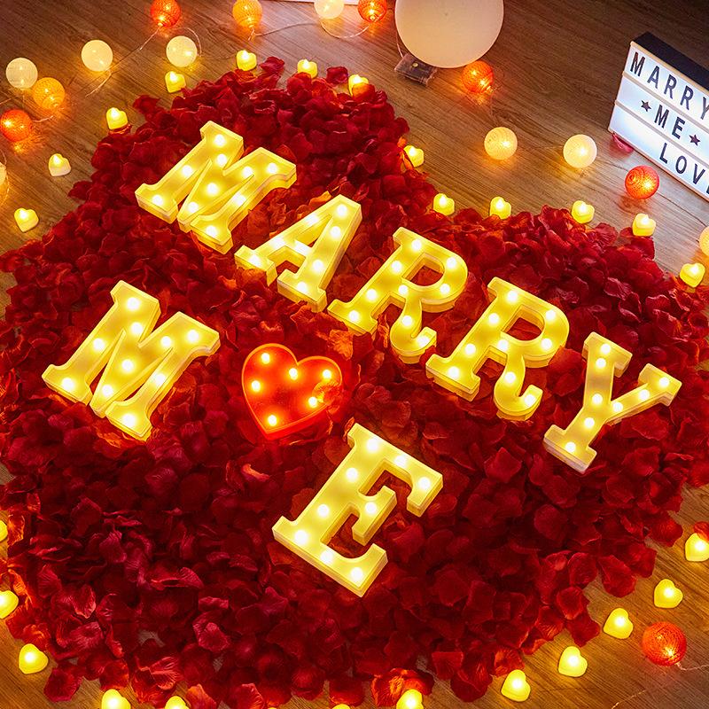 1pc English LED Letter Light, Romantic Proposal Decoration for Birthday, Holiday, and Valentine's Day Parties, Indoor and Outdoor Room Decor