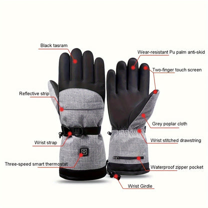 1 Pair Of Full Finger Touch Screen Winter Heated Gloves For Baseball Cold Weather Outdoor Sports - Electric Motorcycle Ski Gloves For Baseball, Running, Hiking, Climbing, And Hunting With AA Battery Box (Batteries Not Included) Heated Baseball Gloves