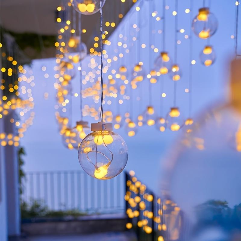 118.11" Wishing Ball String Lights, 2024 New Model, 8 Lighting Modes, 108 LEDs, 12 Wishing Balls, Battery Operated (No Plug), Wall-Mounted, Plastic, for Christmas, Valentine's, Home Gatherings, Bedroom, Party, Indoor Holiday Decorations happy birthday