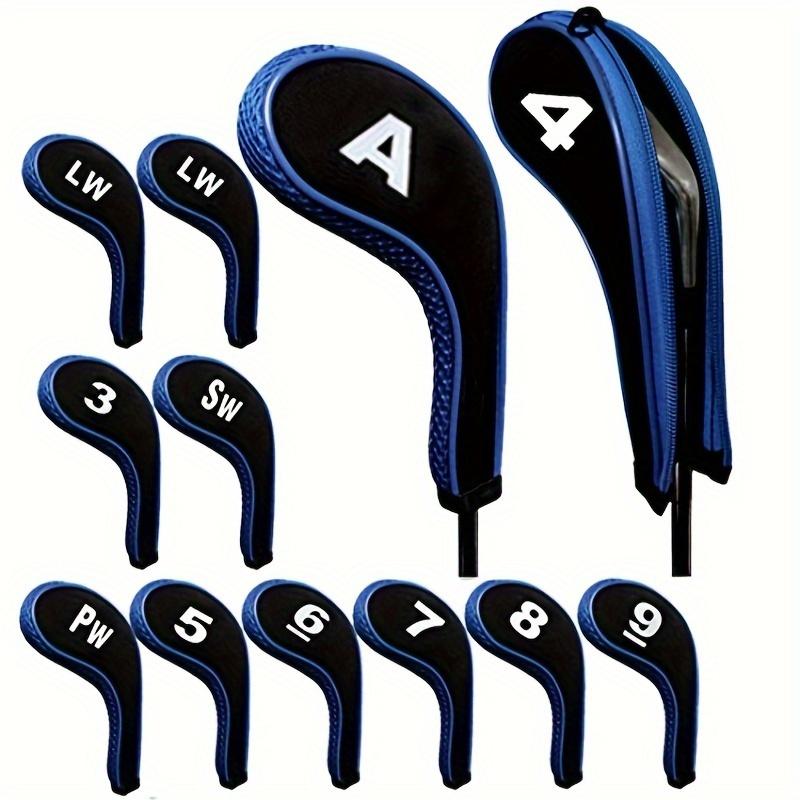 12pcs/set Stylish Numbered Golf Iron Club Head Covers with Zipper - Premium Golf Accessories for Club Protection - Durable, Water-Resistant, and Easy to Use