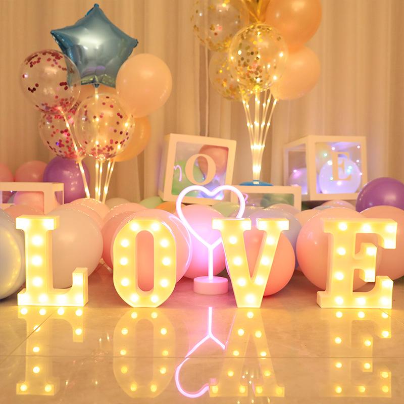 1pc English LED Letter Light, Romantic Proposal Decoration for Birthday, Holiday, and Valentine's Day Parties, Indoor and Outdoor Room Decor