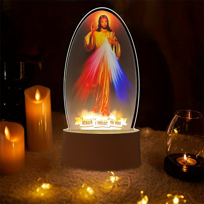 1pc 3D Night Light. Jesus Character Night Light, Engraved with Jesus, I Believe In You Night Light, Church Souvenir Religious Home Decoration Ornament Night Light