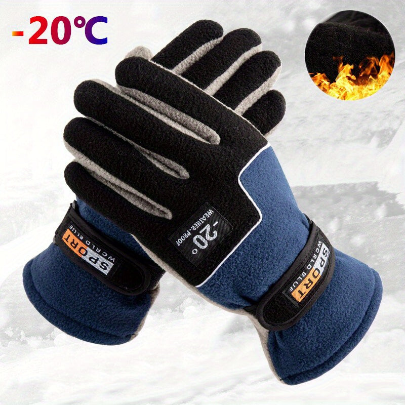 -20℃ Winter Warm Fleece Gloves Men Thermal Cycling Snow Thick Gloves Polar Fleece Mittens For Male Snow Sports Windproof Gloves
Coldproof Outdoor Fleece Gloves