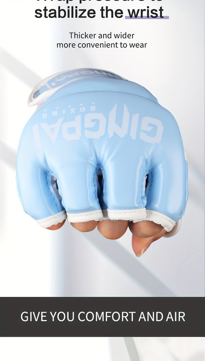 1 Pair Professional Boxing Gloves, Half Finger Training Fighting Gloves