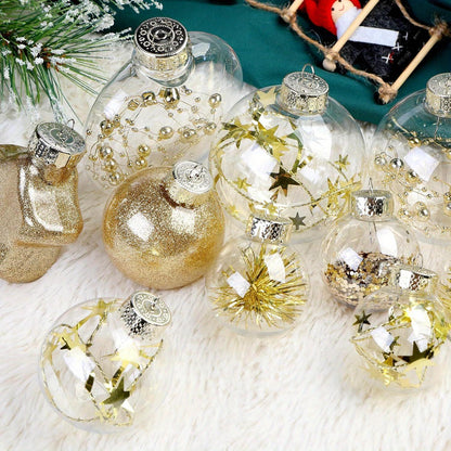 1pc 86pcs Christmas Balls Ornaments Set, Shatterproof Plastic Clear Decorative Baubles for Xmas Tree Decor Holiday Wedding Party Decoration, Glod happy birthday