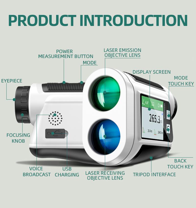 1000M Yard Ft Golf Laser Rangefinder With Side Display, English Voice Broadcasting Slope Compensation, USB Rechargeable, Vibration Suitable For Golf, Disc Golf Measurement