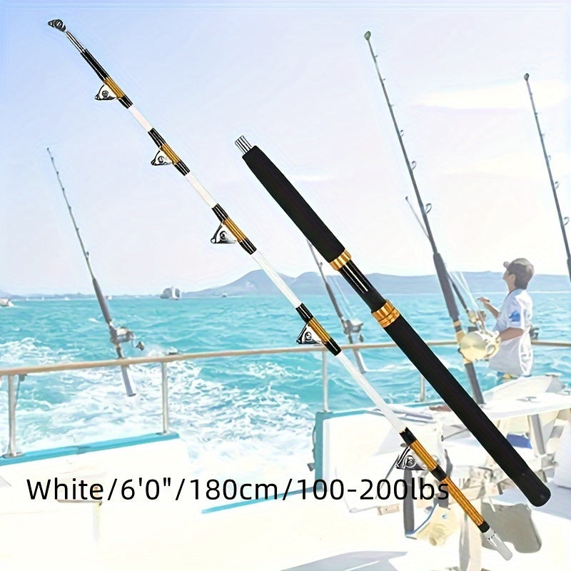 "Trolling Rod 2-Section Saltwater Offshore Heavy Straight Butt Roller Fishing Rod Conventional Boat Fishing Pole 6'0""/180cm 100-200lbs - For Saltwater Fishing Enthusiasts - Durable Construction for Offshore Use - Ideal Gift for Anglers"