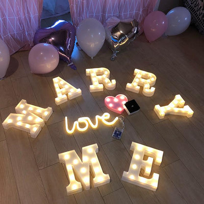 1pc English LED Letter Light, Romantic Proposal Decoration for Birthday, Holiday, and Valentine's Day Parties, Indoor and Outdoor Room Decor