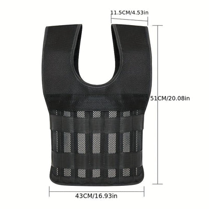 1pc 20kg/44.09lbs Adjustable Weighted Vest, Without/With Anke Strap, Wrist Strap, Suitable For Fitness, Strength Training, Workouts, Running