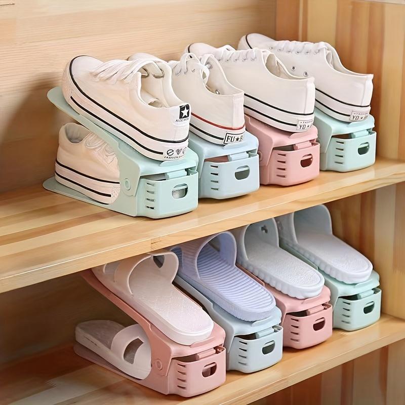 10pcs Adjustable Shoe Racks - Space-Saving Plastic Organizer for Entryway, Bedroom & More - Ideal for Home & Dorm Storage