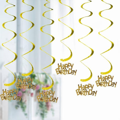 12pcs Spiral Birthday Party Decoration Charm for Room Decor, Scene Decor, New Year Celebration, and Holiday Accessory