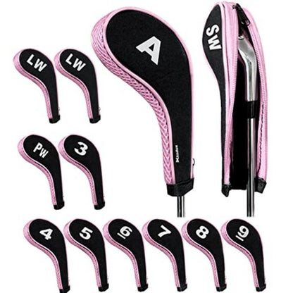 12pcs/set Stylish Numbered Golf Iron Club Head Covers with Zipper - Premium Golf Accessories for Club Protection - Durable, Water-Resistant, and Easy to Use