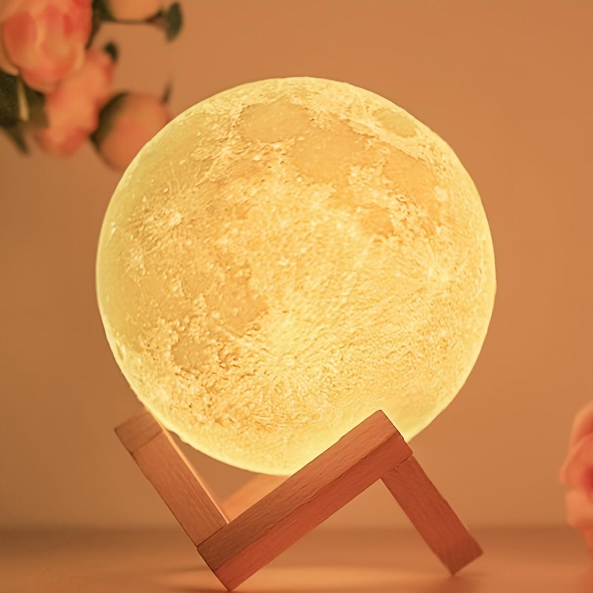 1pc Enchanting LED 3D Moon Lamp - Moon-Shaped Night Light with Stand, Decorative Ambient Table Light, Soft Warm Glow, Energy-Efficient, Perfect for Friends, Lovers, Birthday, Christmas Gifts, Home, Office, Bedroom Decor