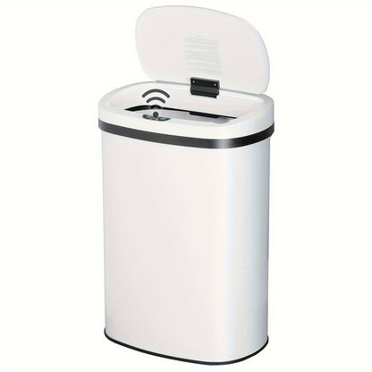 13 Gallon Stainless Steel Automatic Trash Can with Touchless Motion Sensor, Mute Anti-Fingerprint Lid, 50L Waste Bin for Kitchen, Office, Bedroom, Living Room