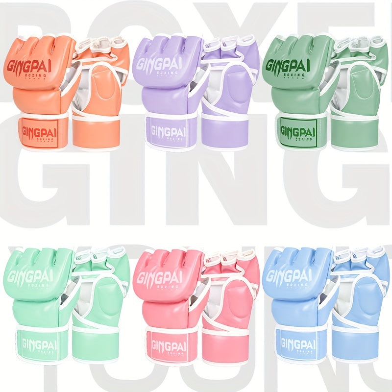 1 Pair Professional Boxing Gloves, Half Finger Training Fighting Gloves