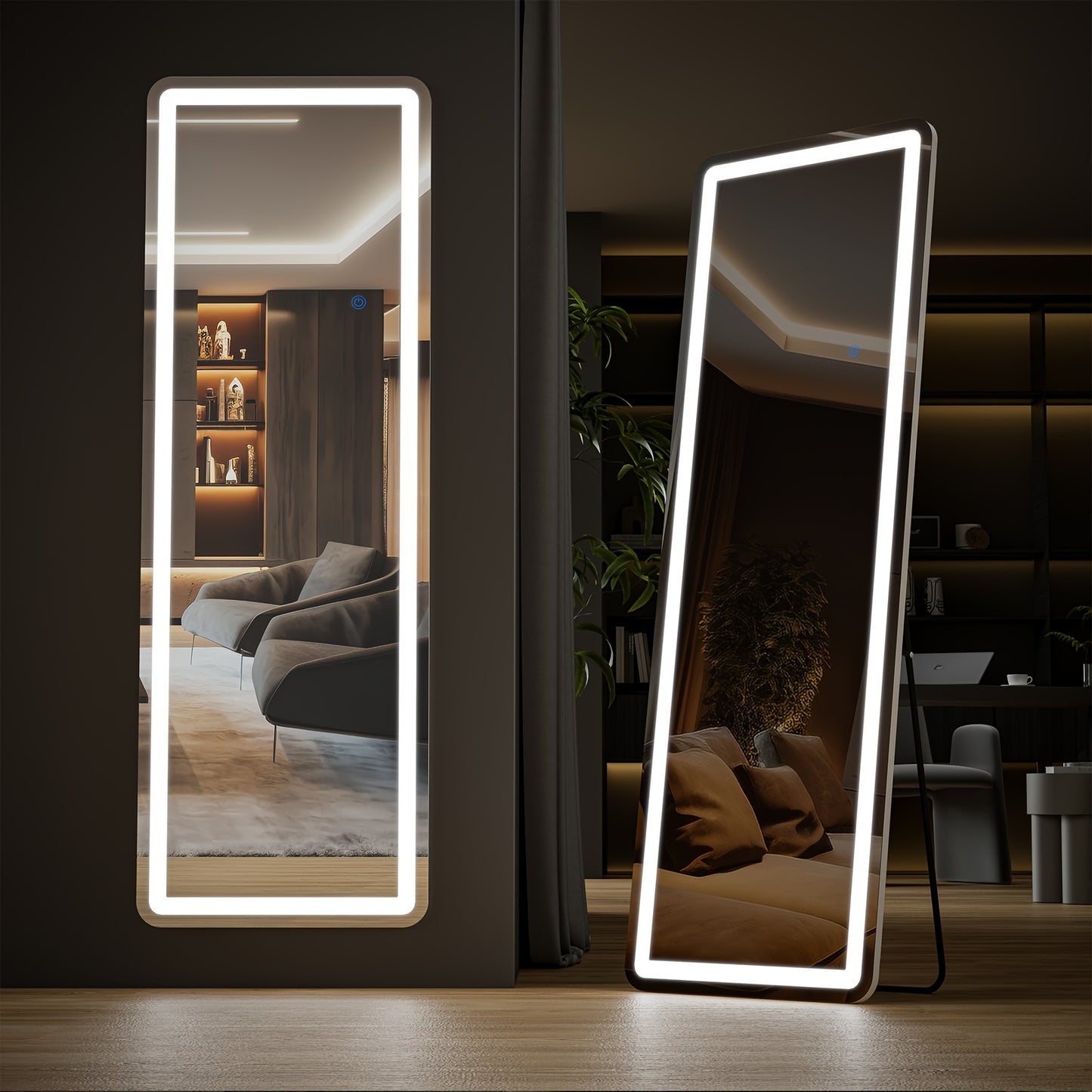 1pc Full Length Mirror With Lights, LED Full Body Mirror, Free Standing Light Mirror, Wall Mounted Hanging Mirror For Bedroom, Living Room, Home Decor