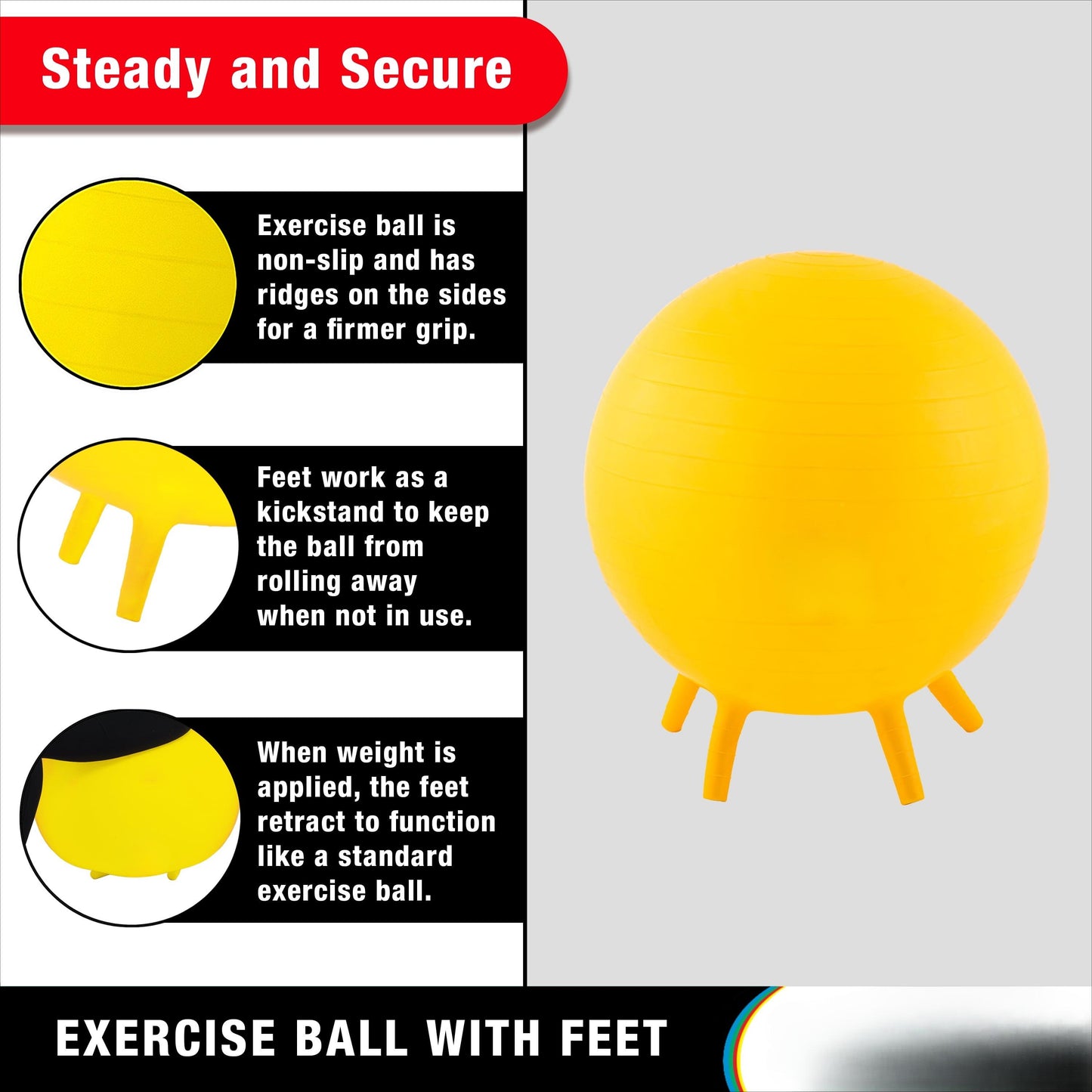 1pc Deluxe ABS inflatable exercise ball, 17.7 "diameter, high-density rubber fitness ball, yellow, for strength training, posture enhancement, and core workout medicine  ball