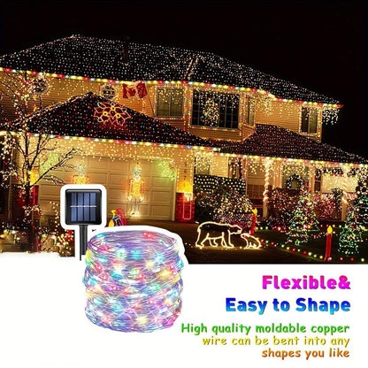 1 Pack Of 104ft (300LED) Solar Outdoor Lights, Outdoor Solar String Lights, Copper Wire 8 Pattern Solar Fairy Tale Lights Garden Yard Tree Christmas Party Wedding (Warm White ) NiMH Battery With Cable Management Reel IP65 Waterproof