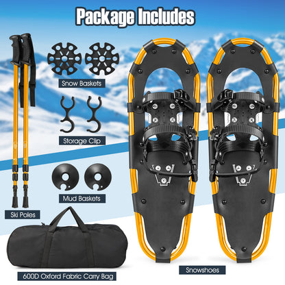 "LIFEZEAL 21""/25""/30"" 4-in-1 Lightweight Terrain Aluminum Snowshoes W/Ski Poles & Carry Bag - For Winter Hiking & Snowshoeing - Suitable for Adults - Ideal Gift for Outdoor Enthusiasts"