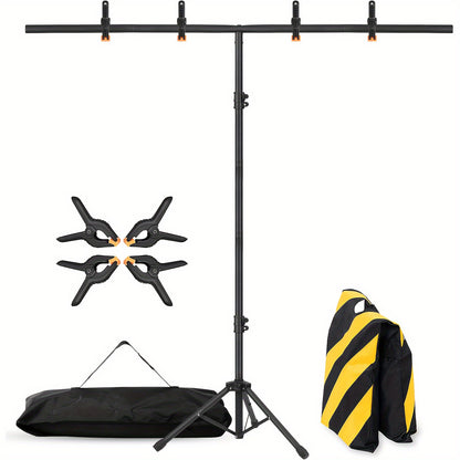 1pc - Green Screen Background Kit with Stand, 8x5.2ft Portable Green Screen Background Stand, T-Shape Background Stand Kit, for Streaming Video and Photography, Comes with 6 Spring Clips, Sandbags, Party, Photography and Video Studio Handbag