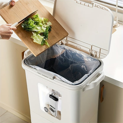 1pc Large Capacity Classified Trash Can, Multi-Tier Trash Can, Table Height Bin, Kitchen Household Rubbish Bin With Lid, Integrated Anti-odor Dry & Wet Separation Classification Garbage Can, Kitchen Recycling Bin