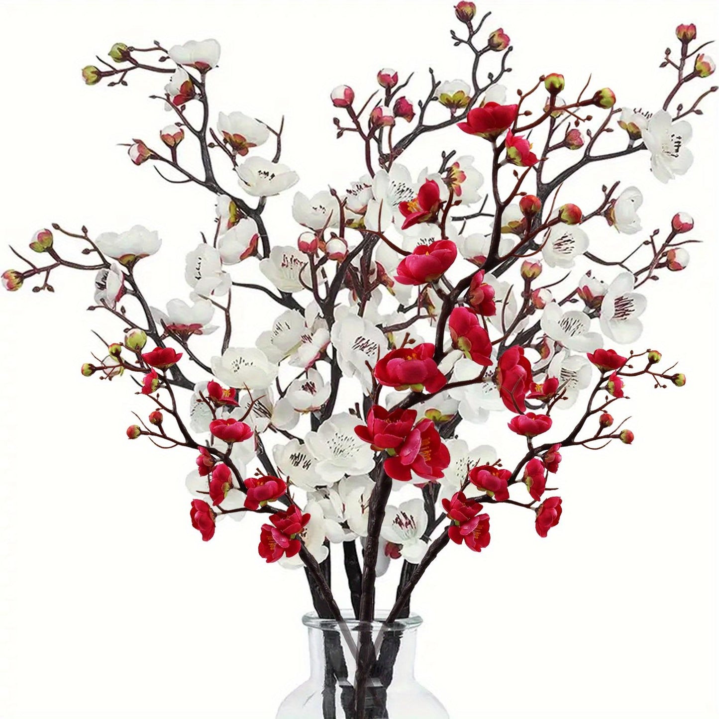 12pcs Tall Artificial Plum Blossom Flowers Branches - Realistic DIY Decor for Christmas, New Year, Spring, and Winter - Perfect for Vase Arrangements, Centerpieces, and Aesthetic Room Decorations