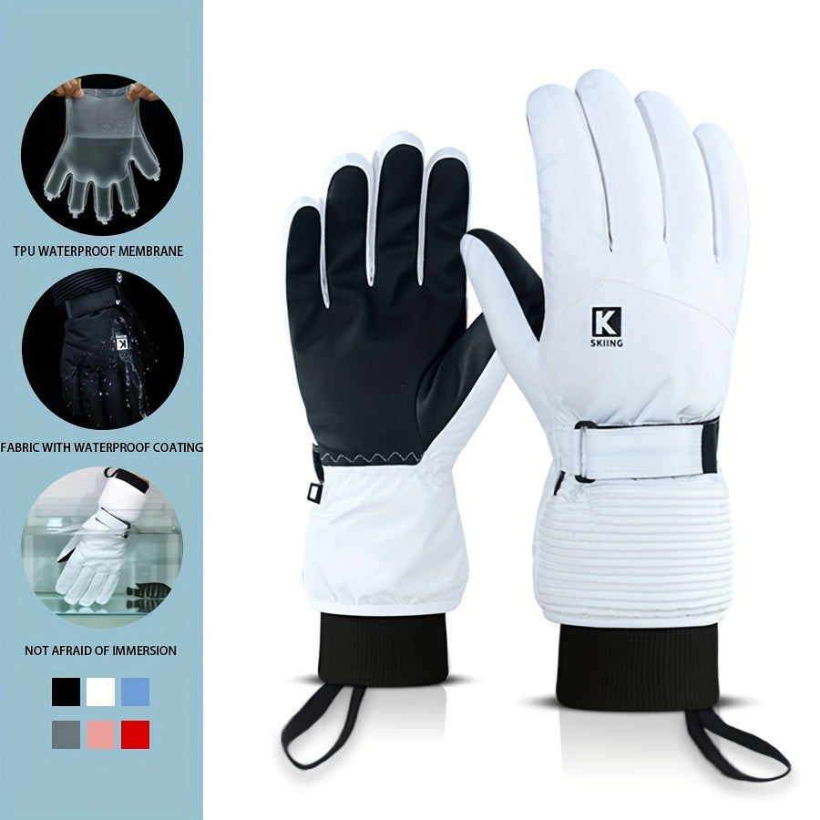 1 Pair Ski Gloves - Non-slip Wear-resistant, Windproof And Waterproof - For Outdoor Activities, Travel, Cycling & Skiing - Suitable for Men & Women - Perfect Gift for Winter Sports Enthusiasts