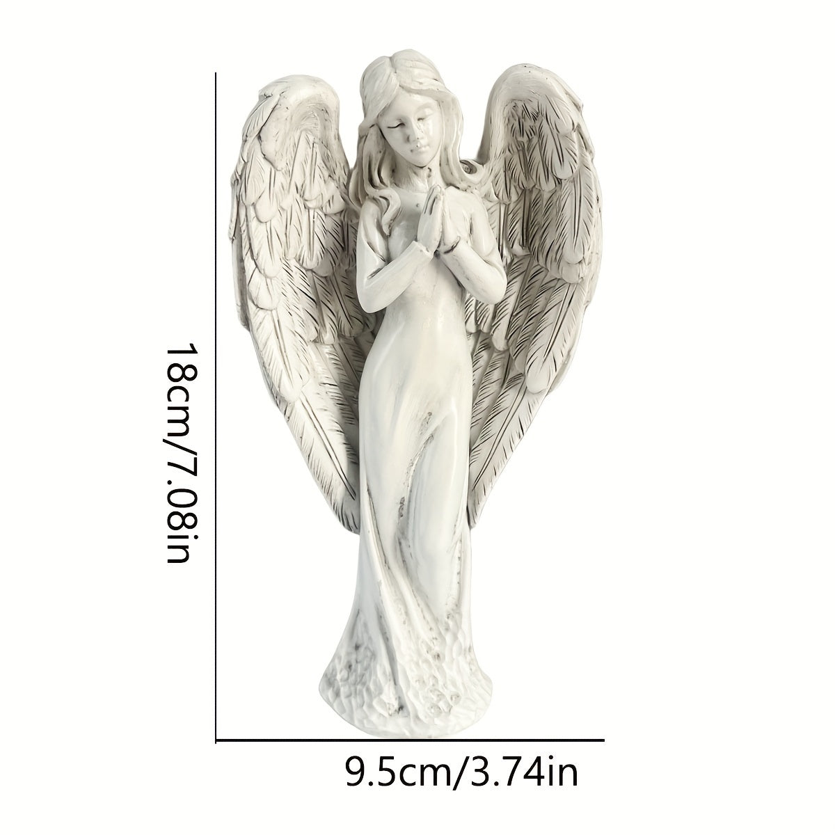 1pc Exquisite Resin Praying Angel Sculpture - Beautiful Yard and Garden Decoration, Indoor Home Decor, Artistic Craft, Religious Symbol, Antique Stone Finish, Perfect Souvenir and Party Accessory