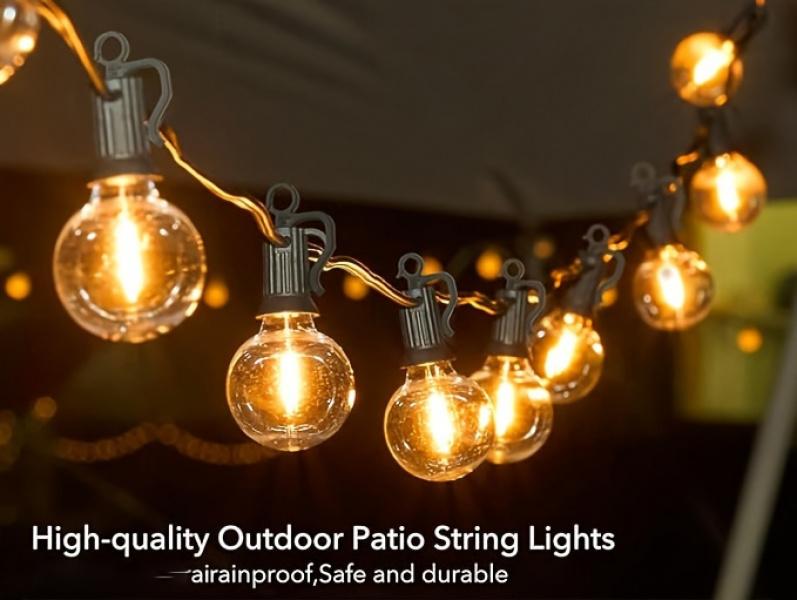 100ft G40 led globe light bulbs, string lights outdoor terrace lamp, shatterproof outdoor patio string lights with 34 + 3 Edison bulbs, backyard hanging bistro light for balcony party wedding Market Cafe, yard, gazebo, deck, porch, christmas 2024 ornament