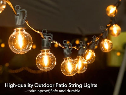 100ft G40 led globe light bulbs, string lights outdoor terrace lamp, shatterproof outdoor patio string lights with 34 + 3 Edison bulbs, backyard hanging bistro light for balcony party wedding Market Cafe, yard, gazebo, deck, porch, christmas 2024 ornament