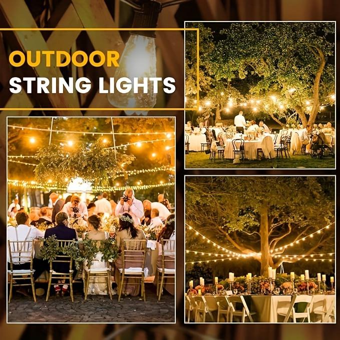 100ft G40 led globe light bulbs, string lights outdoor terrace lamp, shatterproof outdoor patio string lights with 34 + 3 Edison bulbs, backyard hanging bistro light for balcony party wedding Market Cafe, yard, gazebo, deck, porch, christmas 2024 ornament