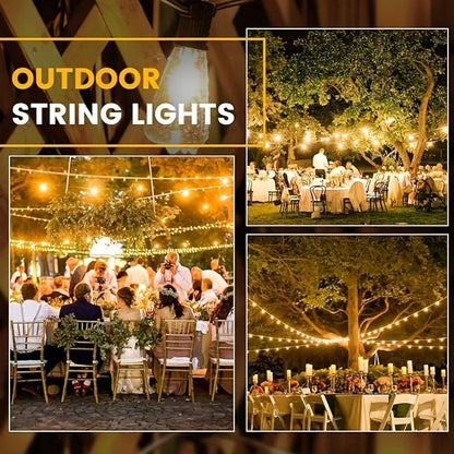 100ft G40 led globe light bulbs, string lights outdoor terrace lamp, shatterproof outdoor patio string lights with 34 + 3 Edison bulbs, backyard hanging bistro light for balcony party wedding Market Cafe, yard, gazebo, deck, porch, christmas 2024 ornament