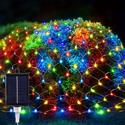 1 Pack Waterproof Solar Net Lights- 192 LED, 9.8ft X 6.6ft 8 Modes LED Flashing Mesh Lights For Outdoor/Indoor Use - Perfect For Tree, Landscape, Garden, Roof, Balcony, Wall Decor - Ideal For Weddings, Birthdays, Christmas, Halloween, Party