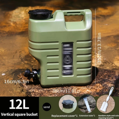 1pc 11L/12L/18L Leak-Proof Portable Water Container - Emergency Water Tank with Faucet for Outdoor Hiking, Camping, Picnic - Includes 1 Replacement Cover, 1 Extension Tube, and 1 Cleaning Brush for Easy Maintenance