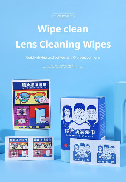 100 Pieces Glasses Wet Towel for Nursing Wipe Glasses Lens Anti-Fog Disposable Cleaning Glasses Cloth Wipe Lens