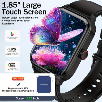 100+Sports Smartwatch with Wireless Call (Answer/Make/Reject Calls), 1.85'' Smart Watch with Body Temp/ Sleep Monitor for Men Women, Smart Watch with AI Voice, Pedometer, Calculator, Games, Music Control,Wearable Medical Smartphone Wristwatch