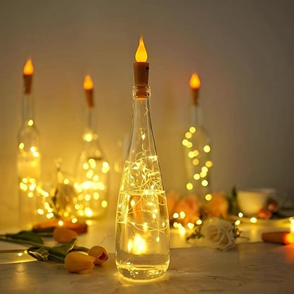 10 Packs Silver Wire LED Bottle Lights, Flameless Candles, Battery Powered Mini Fairy Lights for DIY, Party, Christmas, Wedding Decoration