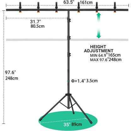 1pc - Green Screen Background Kit with Stand, 8x5.2ft Portable Green Screen Background Stand, T-Shape Background Stand Kit, for Streaming Video and Photography, Comes with 6 Spring Clips, Sandbags, Party, Photography and Video Studio Handbag