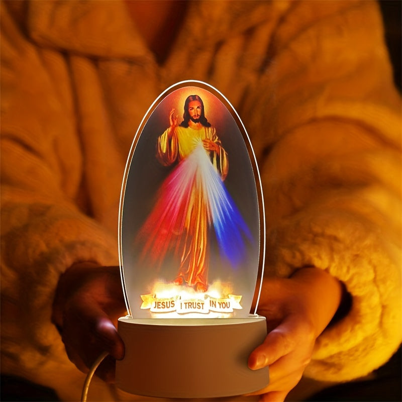 1pc 3D Night Light. Jesus Character Night Light, Engraved with Jesus, I Believe In You Night Light, Church Souvenir Religious Home Decoration Ornament Night Light