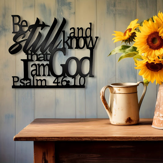 1pc Metal Bible Verse Sign, Be Still and Know That I Am God Wall Art Decor, Religiosus Scripture Sign, Christian Words, Farmhouse Decor for Living Room, Bedroom, Indoor and Outdoor Use