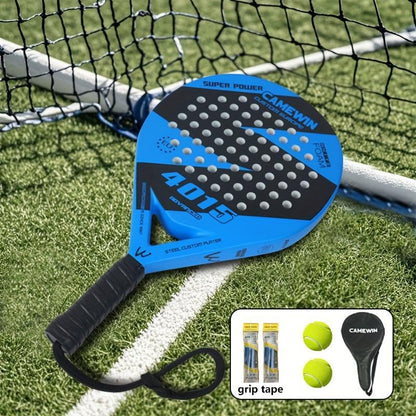 1-Set Premium Carbon Fiber Padel Tennis Racket - High-Performance Racquets for Outdoor Sports Training - Includes 2 Tennis Balls, 2 Racket Overgrips, and 1 Storage Bag for Convenient Carrying luzz  pickle