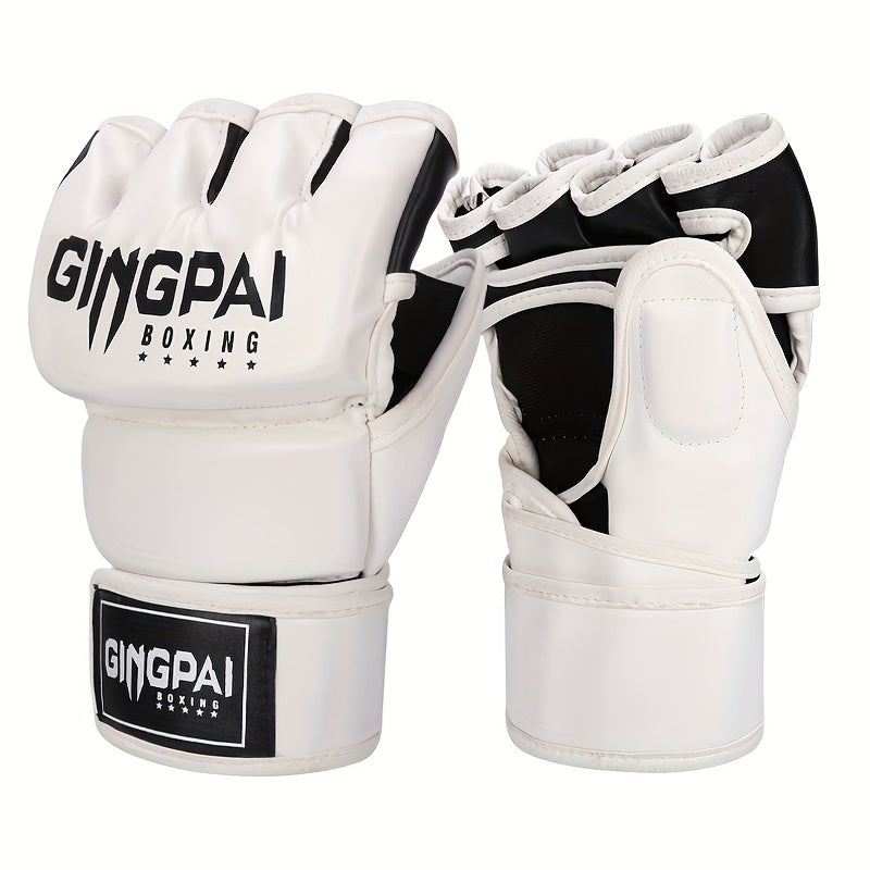 1 Pair Professional Boxing Gloves, Half Finger Training Fighting Gloves