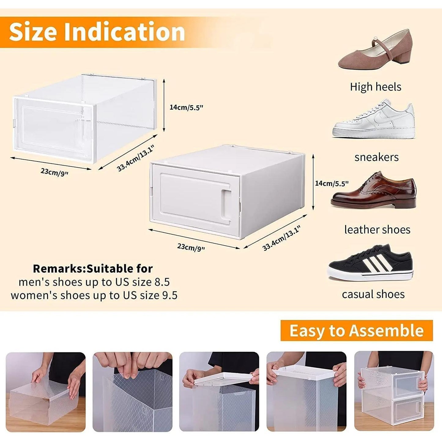 15 Pack Foldable Shoe Box Storage Containers Storage Bins Shoe Storage Organizer Drawer shoebox organizer Plastic lashcart organization