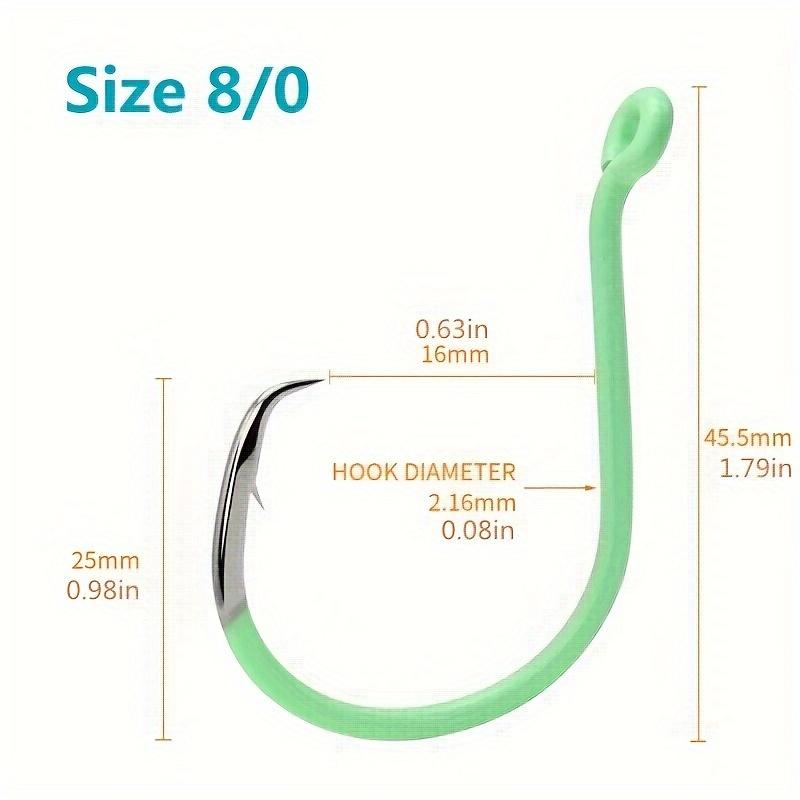 10pcs Green Luminous Circle Hook Eagle Mouth Hook - 10 Sizes High Carbon Steel - For Night Fishing Catfish & Other Fish - Suitable for Sea Fishing - Ideal Gift for Anglers