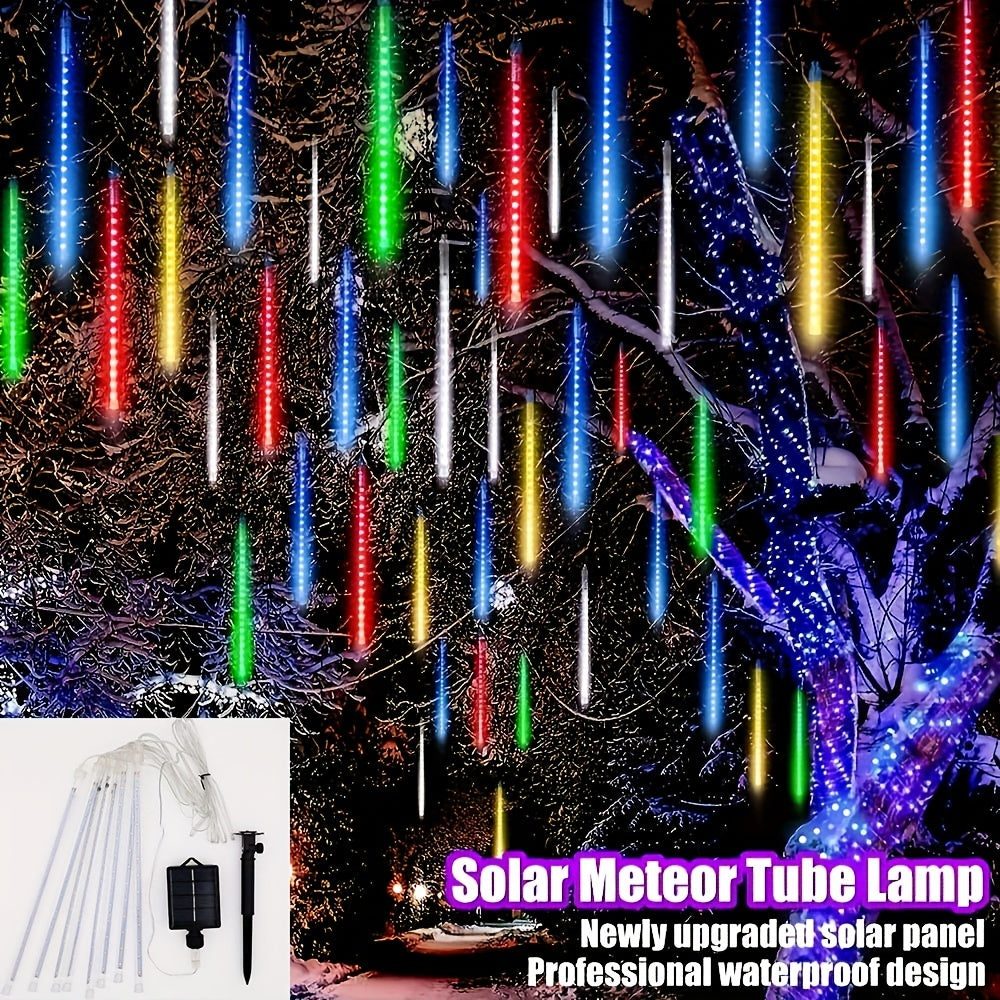 192LED/288LED Solar String Lights, 8 Tubes 1pc Waterproof Solar Meteor Rain Lights, For Tree, Wedding, Christmas, Holiday Party, Patio