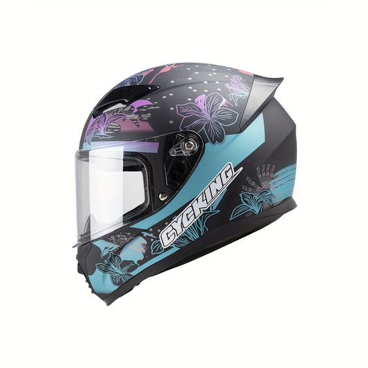 1pc FEHER WS-607 Modular Full Face Motorcycle Helmet - ABS Resin, Retro Floral Design, Multi-Layer Protection - For Motorcycle Riders - Suitable for Everyday Riding -