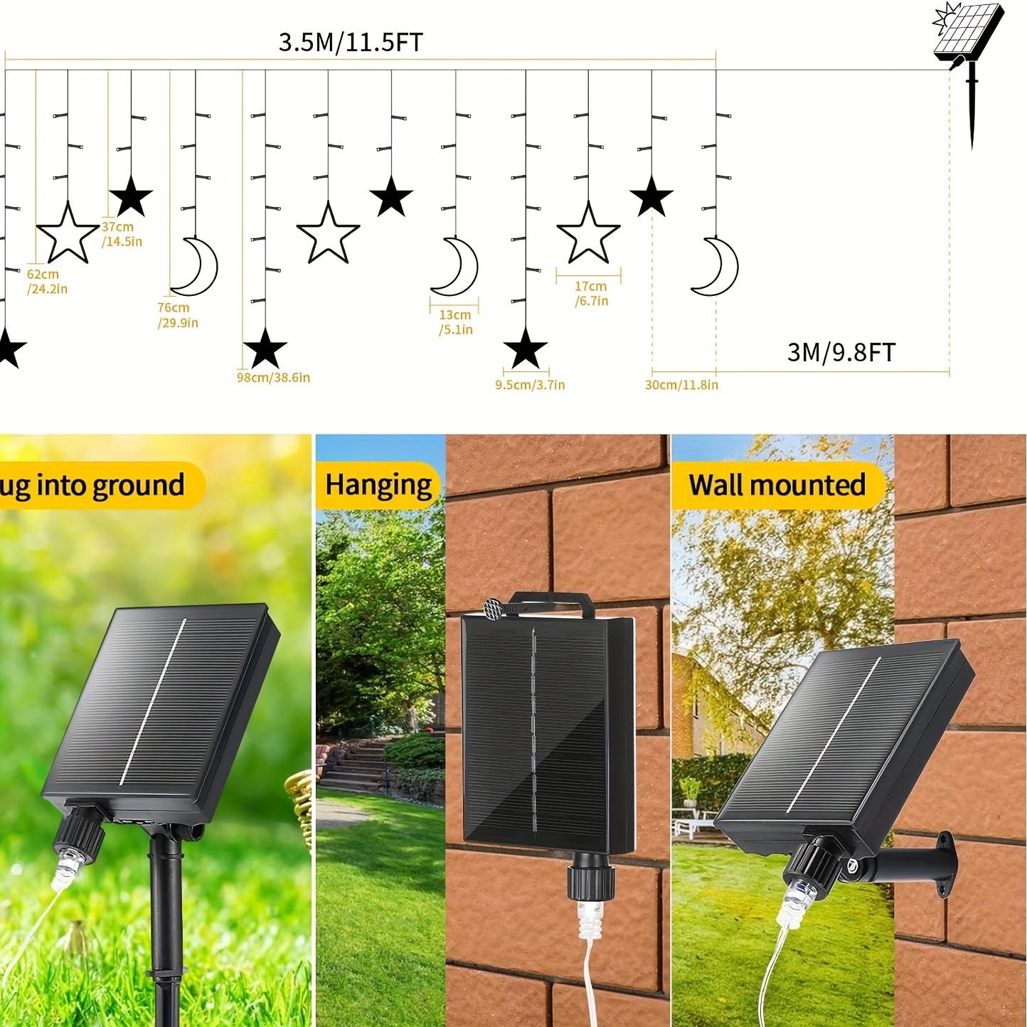 138LED Solar Curtain Lights - Outdoor Light Strings with USB Rechargeable, 8 Lighting Modes, Timer, Remote, Twinkle Fairy Lights for Patio, Gazebo, Ramadan, Porch, Window, Backyard, Tent happy birthday