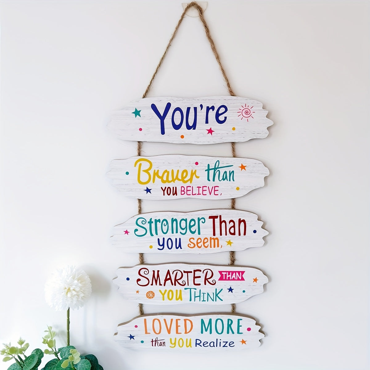 1pc Inspirational Decorative Sign - Uplifting Room Decoration, Holiday Gift, Hanging Ornament with Motivational Quotes and String for Home, Office, or Classroom