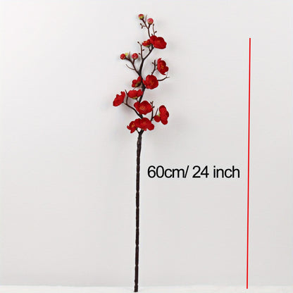 12pcs Tall Artificial Plum Blossom Flowers Branches - Realistic DIY Decor for Christmas, New Year, Spring, and Winter - Perfect for Vase Arrangements, Centerpieces, and Aesthetic Room Decorations